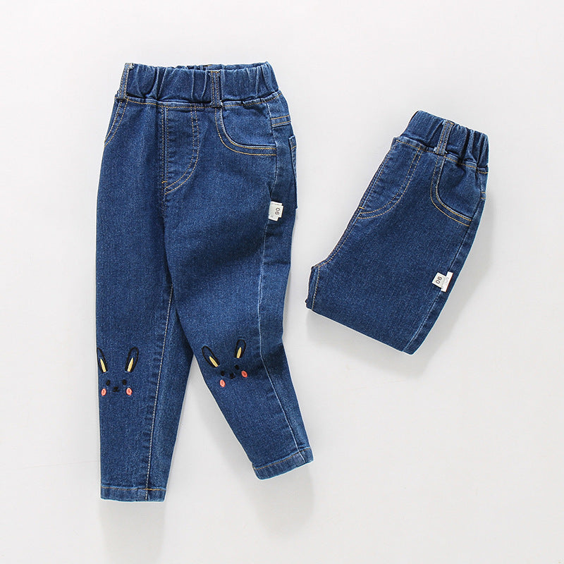 Jean décontracté en coton extensible pour fille