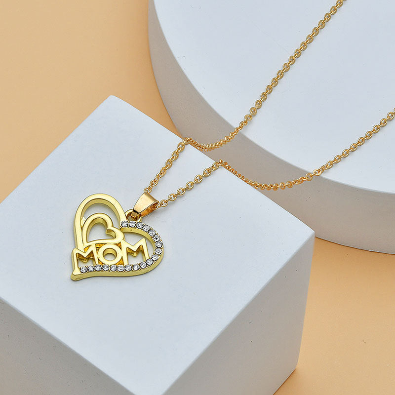 Collier en forme de cœur avec diamants pour la fête des mères, bijou fin pour femme, accessoire tendance