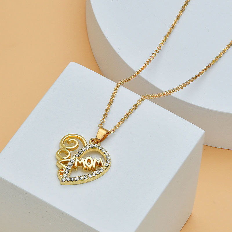 Collier en forme de cœur avec diamants pour la fête des mères, bijou fin pour femme, accessoire tendance