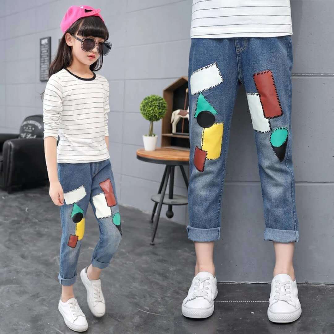 Pantalons en jean pour filles printemps et automne Pantalons en jean amples pour filles