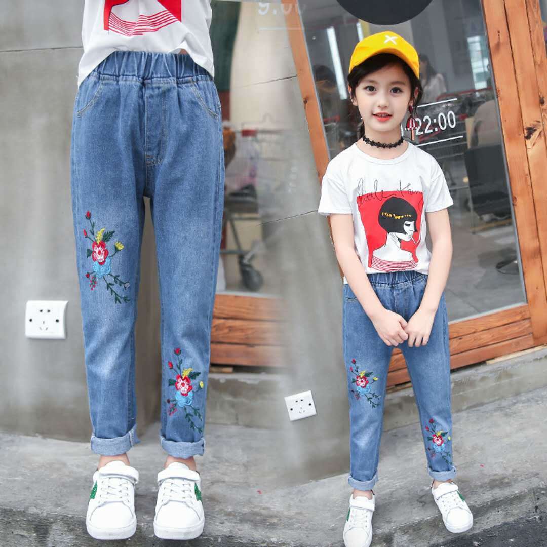 Pantalons en jean pour filles printemps et automne Pantalons en jean amples pour filles