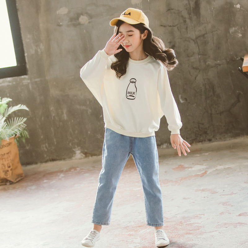 Vêtements pour filles, haut imprimé bière, jean, costume style western