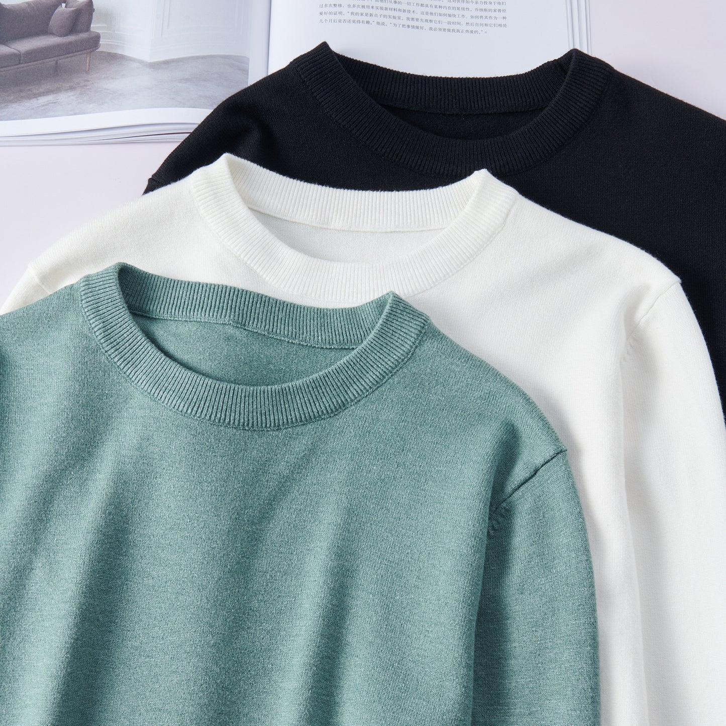 Pull col rond tricoté pour homme New Inner Wear Base