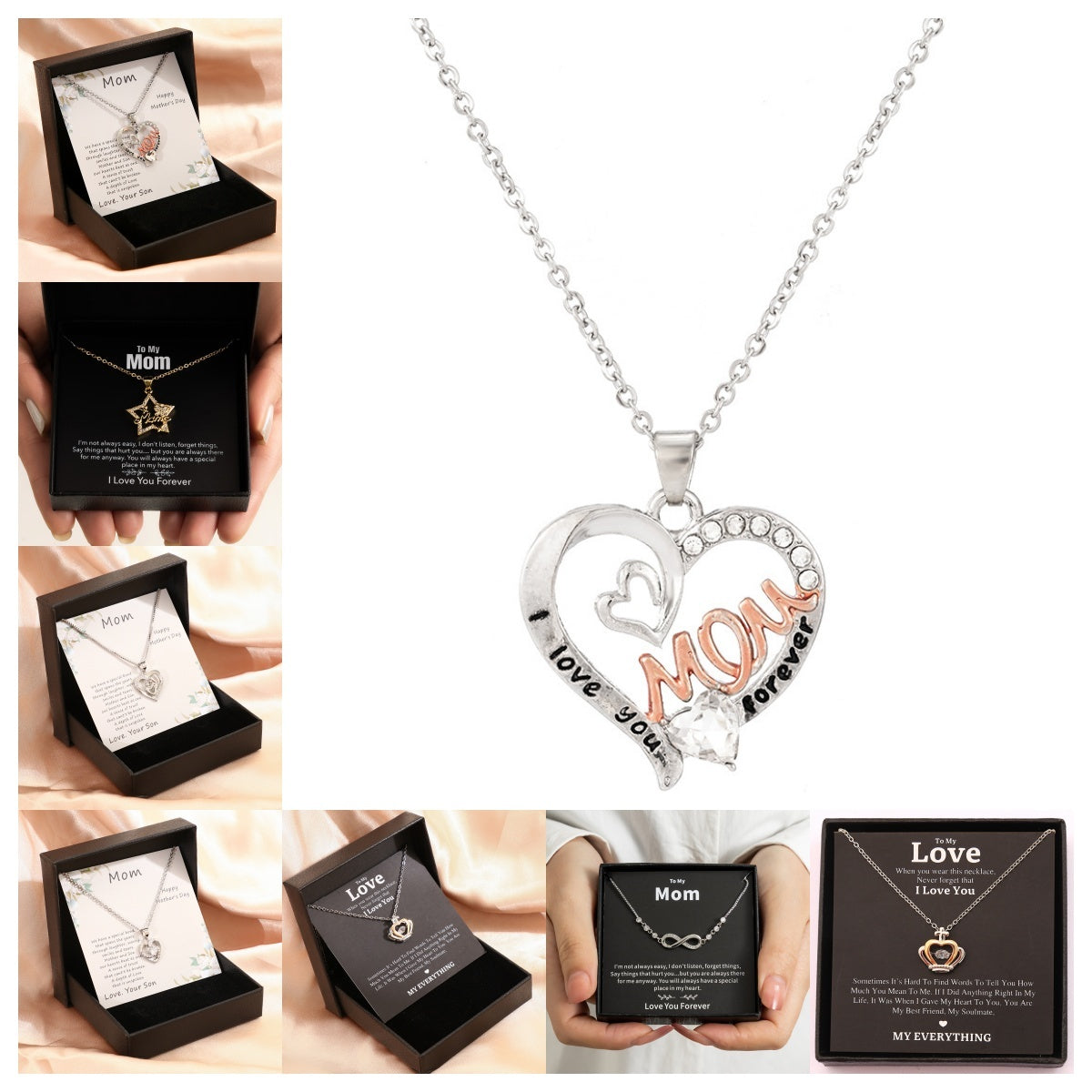 Coffret cadeau pour la fête des mères, collier Love pour femme, bijoux fins, accessoires pour femmes, bijoux fantaisie