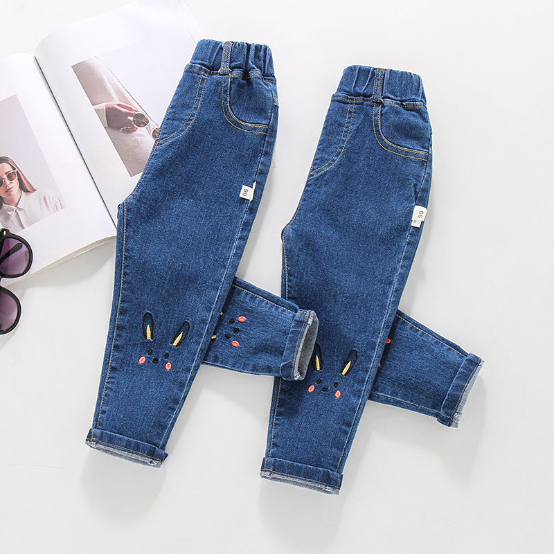 Jean décontracté en coton extensible pour fille