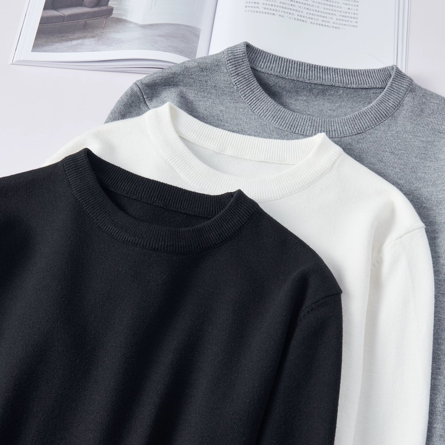 Pull col rond tricoté pour homme New Inner Wear Base