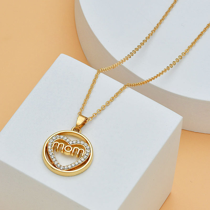 Collier en forme de cœur avec diamants pour la fête des mères, bijou fin pour femme, accessoire tendance