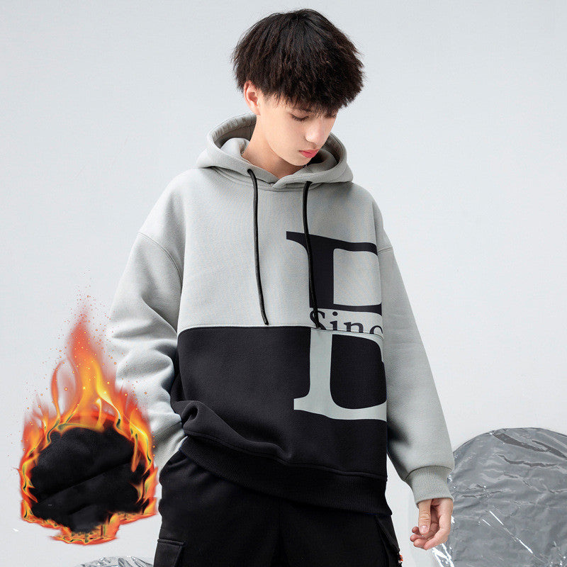 Sweat-shirt à capuche double épaisseur décontracté pour homme et adolescent