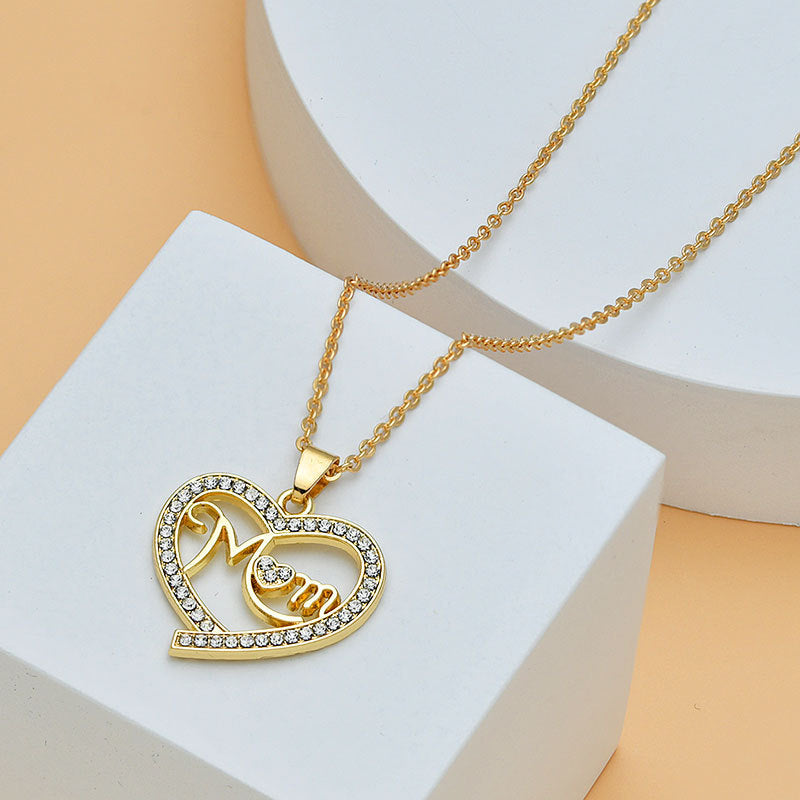 Collier en forme de cœur avec diamants pour la fête des mères, bijou fin pour femme, accessoire tendance