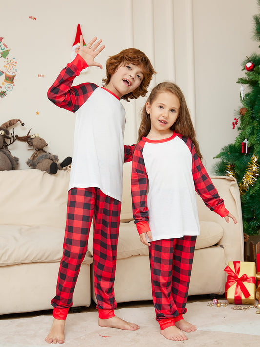 Christmas Solid Color Plaid Printed Christmas Parent-child Homewear Suits