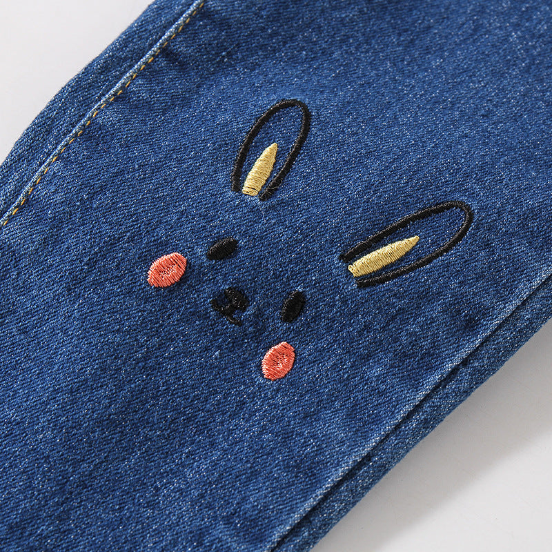 Jean décontracté en coton extensible pour fille