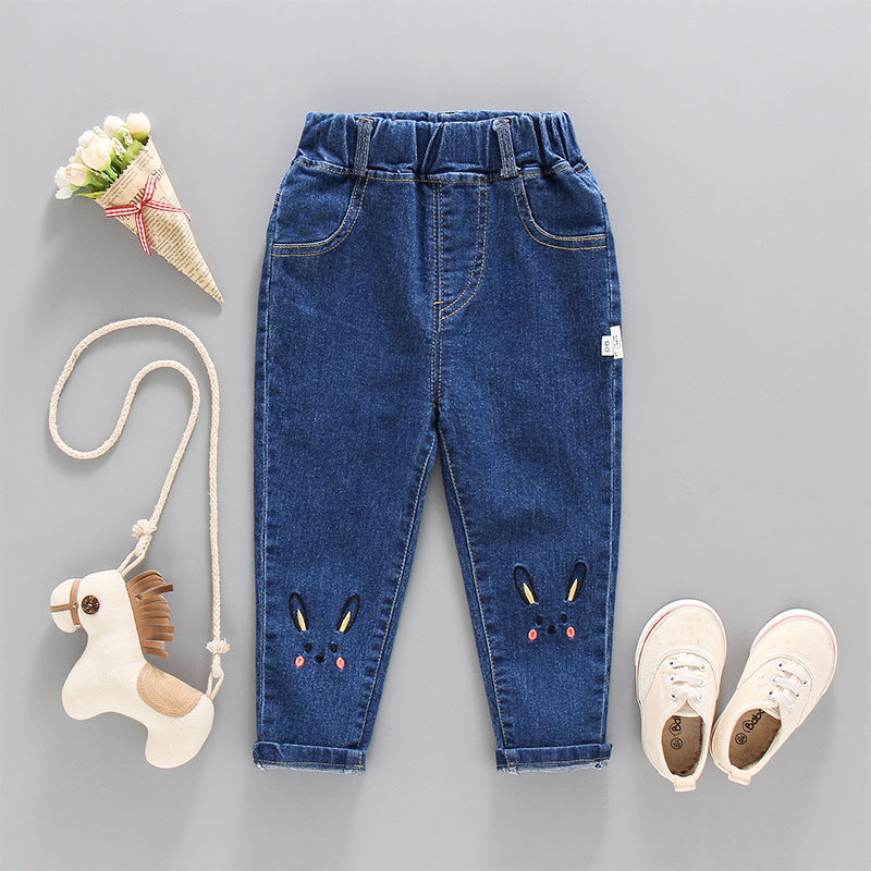 Jean décontracté en coton extensible pour fille