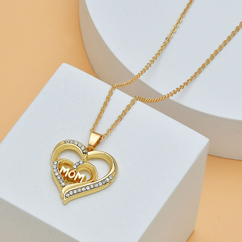Collier en forme de cœur avec diamants pour la fête des mères, bijou fin pour femme, accessoire tendance