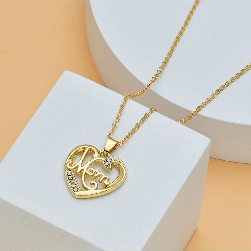 Collier en forme de cœur avec diamants pour la fête des mères, bijou fin pour femme, accessoire tendance