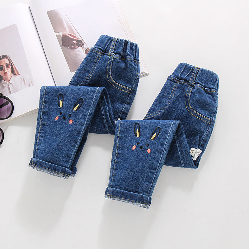 Jean décontracté en coton extensible pour fille