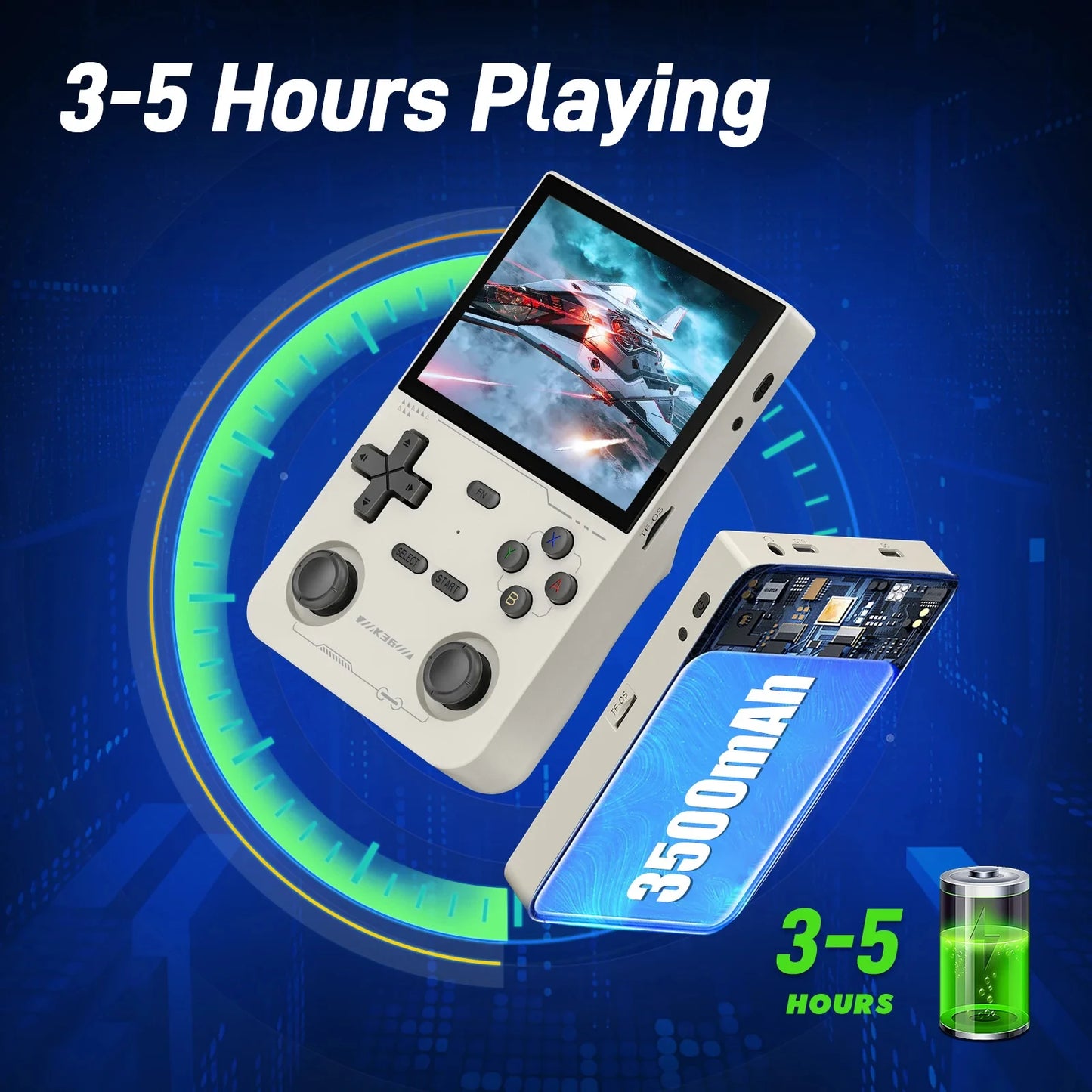 K36 Retro Handheld Video Game Console Linux System 3.5-inch IPS Screen Portable Handheld Video Player Suitable for PS1/PSP/N64
