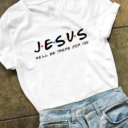 T-shirts en coton imprimés Jésus pour femmes