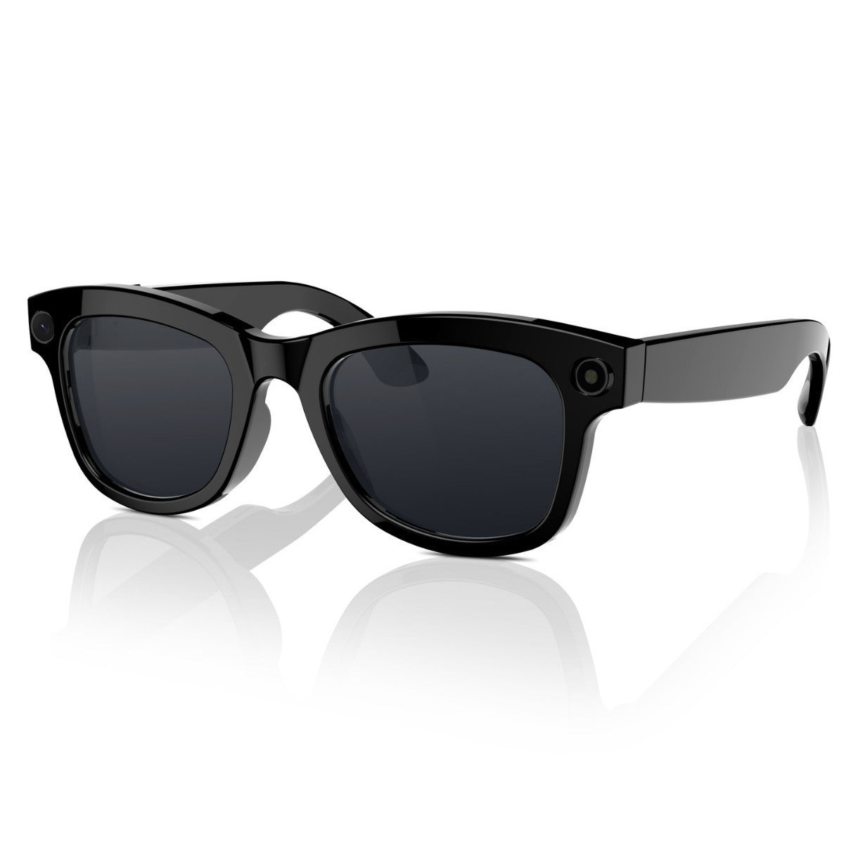 Black M01 HD Camera AI Translation smart video sunglasses with black lenses and head-mounted design