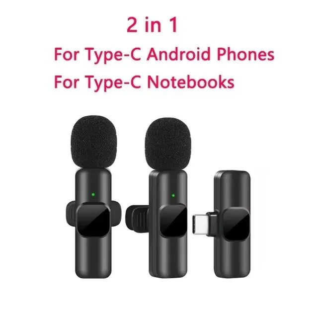 New Professional Wireless Lavalier Microphone for iPhone iPad Laptop Android Live Gaming Video Recording Interview Business Mic