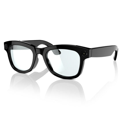 M01 HD Camera AI Translation intelligent video glasses with black frame and transparent lenses