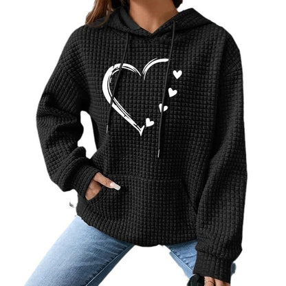 Autumn And Winter Women's New Hooded Long Sleeve Heart-shaped Sweater