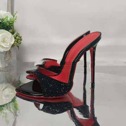 Rhinestone Ankle-strap Open Toe Sandals And Slippers Fashionable All-matching