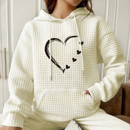 Autumn And Winter Women's New Hooded Long Sleeve Heart-shaped Sweater