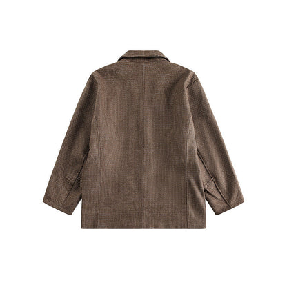 Gray plaid loose fit men's casual wear jacket back view