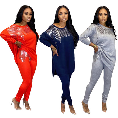 Women's casual sequin embroidery set