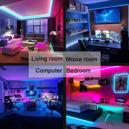 1-5M LED Strip Lights RGB 5050 Color USB Changing Bluetooth App Control Led lamp Diode Tape Ribbon For Room Decor TV BackLight