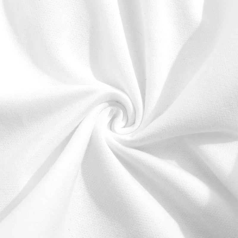 Close-up of soft white polyester fabric used in Women's Solid 2-Piece Set hoodie and jogger pants tracksuit