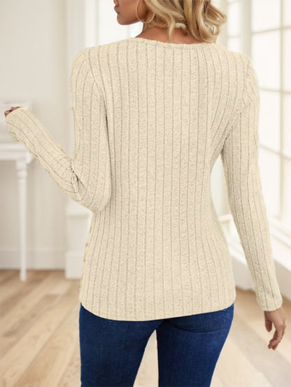 Women's Solid Color Round Neck Long Sleeve