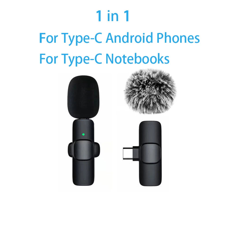 NEW Wireless Lavalier Microphone Audio Video Recording Mini Mic For iPhone Android Laptop Live Gaming Mobile Phone Microphone