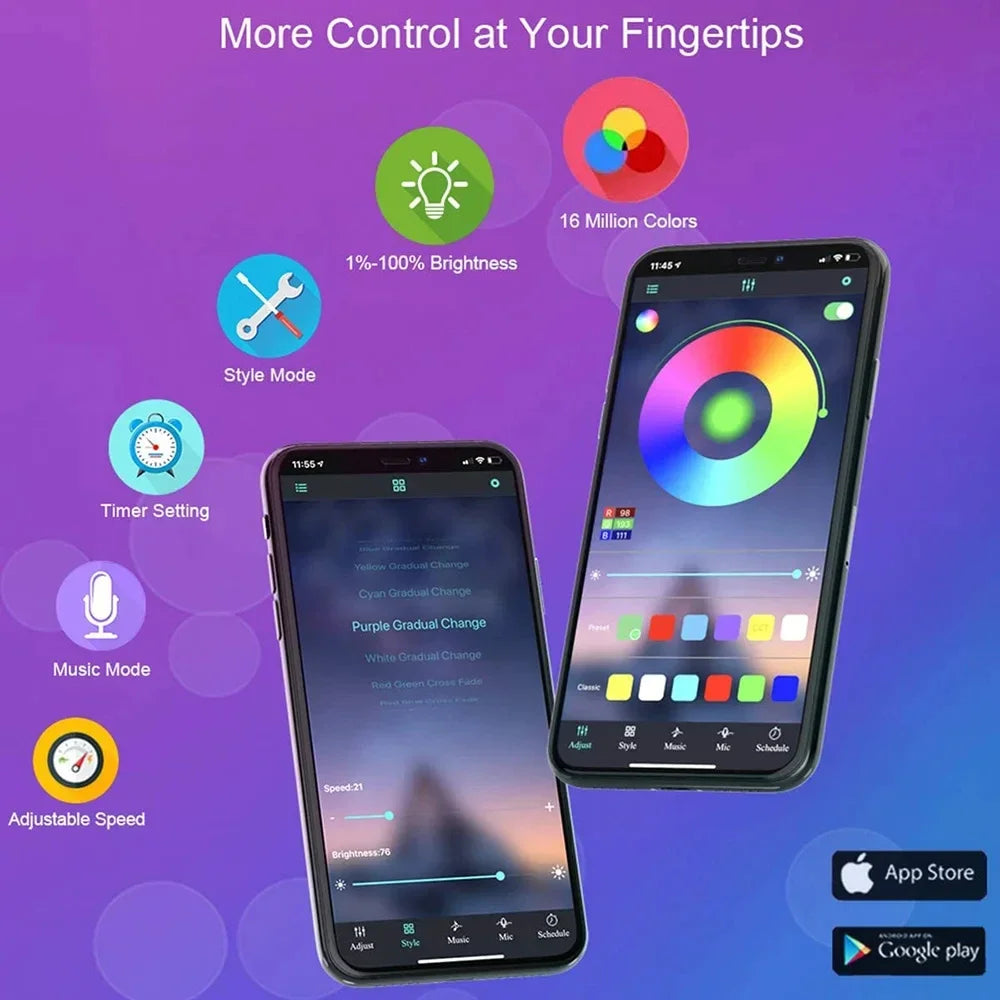 1-5M LED Strip Lights RGB 5050 Color USB Changing Bluetooth App Control Led lamp Diode Tape Ribbon For Room Decor TV BackLight