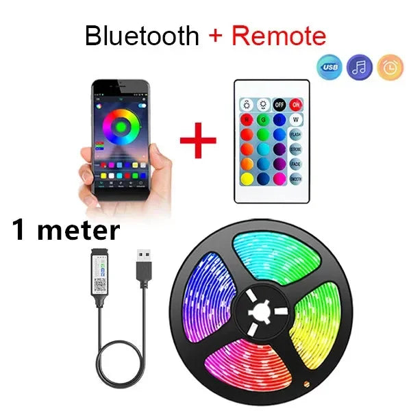 1-5M LED Strip Lights RGB 5050 Color USB Changing Bluetooth App Control Led lamp Diode Tape Ribbon For Room Decor TV BackLight
