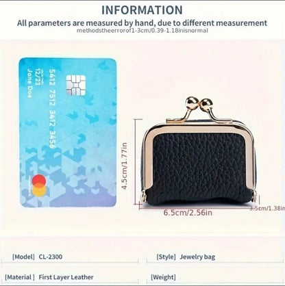 Genuine leather mini jewelry case black compact portable coin purse for rings earrings necklaces