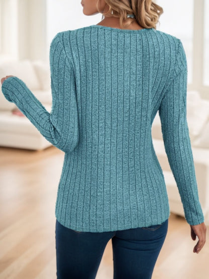 Women's Solid Color Round Neck Long Sleeve