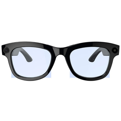 M01 HD Camera AI Translation video glasses with black frame and transparent lenses, head-mounted smart wearable device