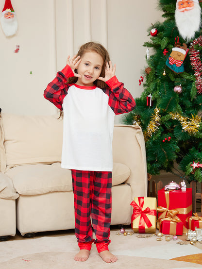 Christmas Solid Color Plaid Printed Christmas Parent-child Homewear Suits